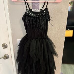 Black Feathered Kids Costume Dress